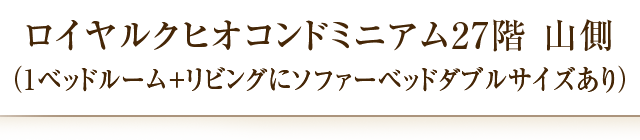 ロイヤルクヒオコンドミニアム27階 (ベットルーム+リビングにソファーベットダブルサイズあり)